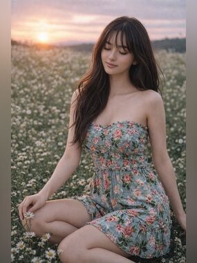 Backyard Garden cottagecore romance strapless smocked gauzy mini dress